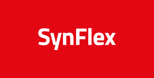 Schriftzug SynFlex auf weißer Fläche