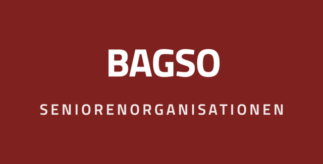 Schriftzug BAGSO Seniorenorganisationen auf weißer Fläche