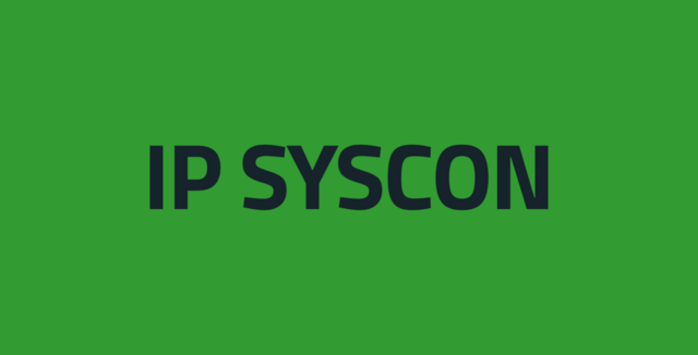 Schriftzug IP SYSCON auf weißer Fläche