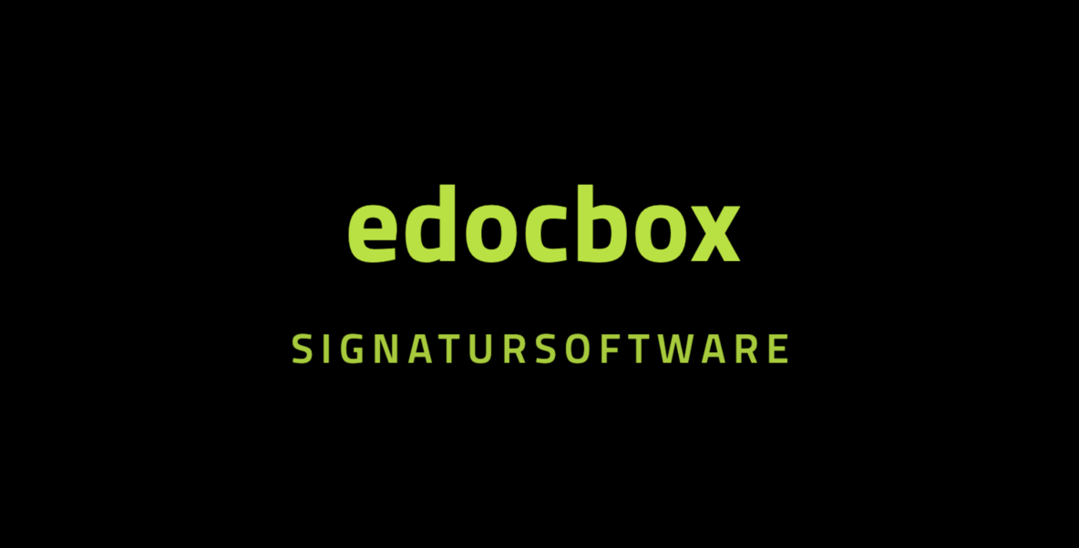 Wortmarke eDocBox auf schwarzer Fläche