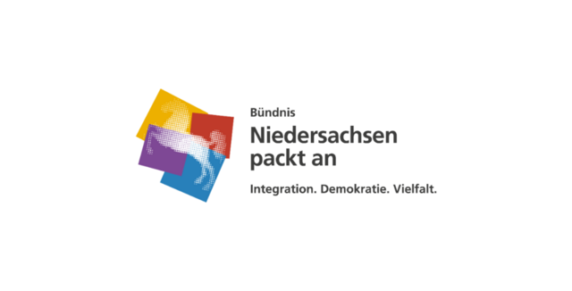 Logo des Bündnisses Niedersachsen packt an auf weißer Fläche