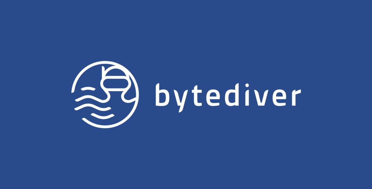 Logo von bytediver auf blauer Fläche
