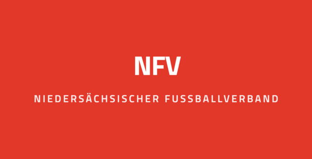 Schriftzug NFV Niedersächsischer Fußballverband auf weißer Fläche