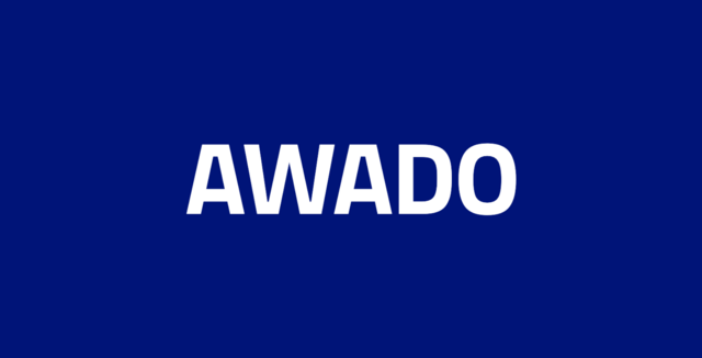 Schriftzug AWADO auf weißer Fläche