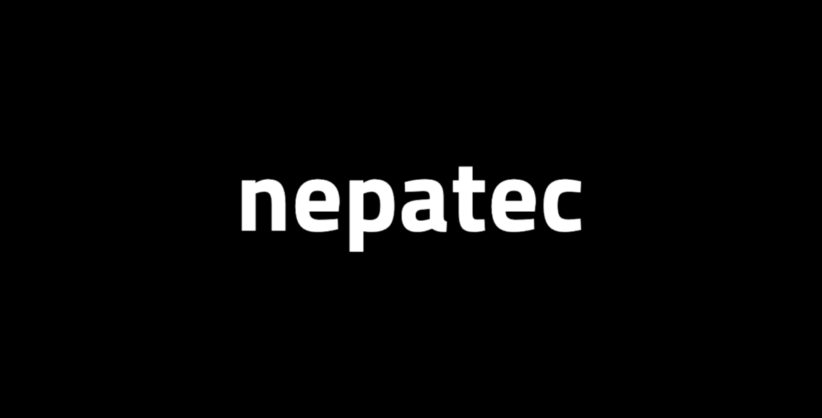 Wortmarke Nepatec auf schwarzer Fläche