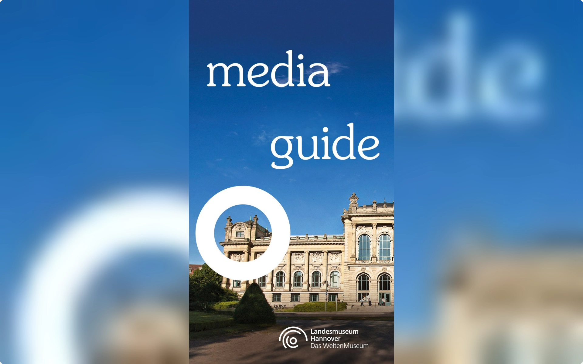 Startbildschirm des Media Guide des Landesmuseums mit dem Museumsgebäude, Desktop